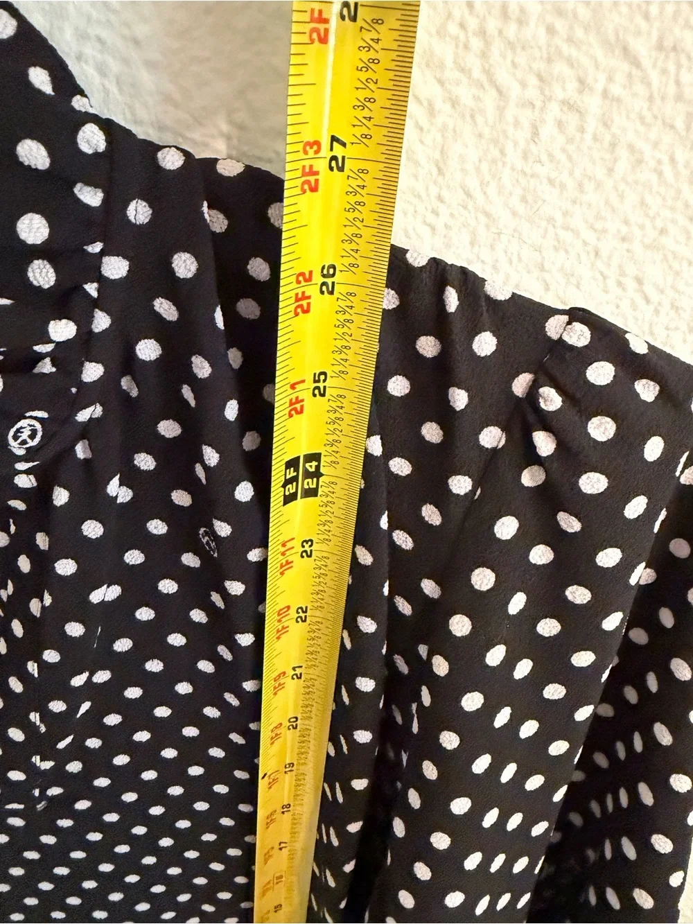 Michael Kors Black and White Polka Dot V-Neck Ruffle Blouse